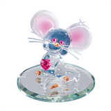 Too Cute Mouse Handcrafted Glass Figurine with Heart & Crystals