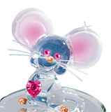 Too Cute Mouse Handcrafted Glass Figurine with Heart & Crystals