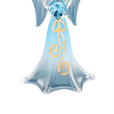 Blue Angelique Glass Angel Figurine with Heart Crystal