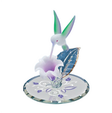 Hummingbird with White and Lavender Lily Handcrafted Glass Figurine