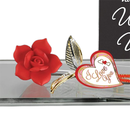 Wife Rose Glass Figurine Gift | Romantic Wife Anniversary Love Decor Gift
