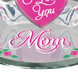 I Love You Mom Bear Handcrafted Glass Figurine Gift