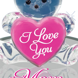 I Love You Mom Bear Handcrafted Glass Figurine Gift