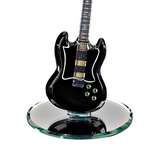 Black Guitar Figurine with Crystals Glass Music Decor for Guitar Lovers