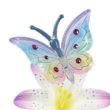 Butterfly on Lavender Lily Glass Figurine Handcrafted Gift