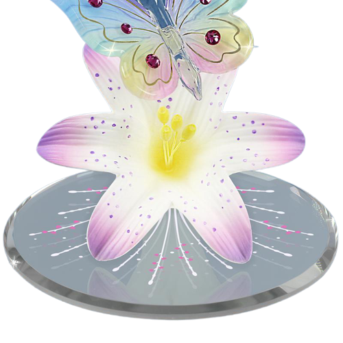 Butterfly and Lavender Lily Glass Collectible Figurine