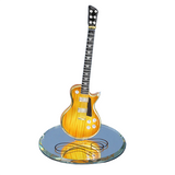 Handcrafted Glass Classic Woodgrain Guitar Figurine Gift Decor