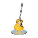 Deluxe Acoustic Guitar Figurine Glass Art with Crystals & 22Kt Gold
