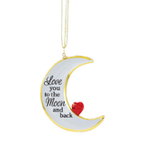 Love You to the Moon Ornament Handcrafted Glass Crescent Moon with Crystals & Gold