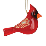 Cardinal Ornament Handcrafted Glass Bird Holiday Decoration with Crystals