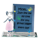 Daughter Growth Chart Figurine with Message for Mom Pink Skirt Glass Decor