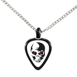 Skull Guitar Pick Necklace for Rock Music Lovers  18" Chain