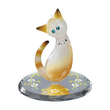 Tabby Cat Figurine Handcrafted Glass Cat Collectible Gift