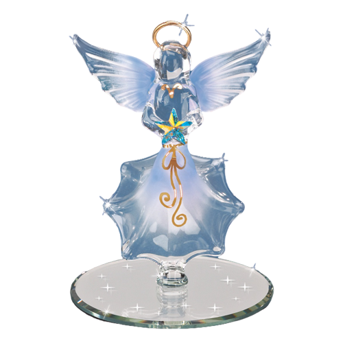 Angel with Star Figurine, Handcrafted Glass Angel, Crystals Angel Gift, Angel Statue, Holiday Gifts for Her/Him, Home Decor