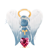 White Glass Angel with Crystal Heart Handcrafted Faith Gift
