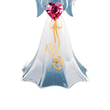 White Glass Angel with Crystal Heart Handcrafted Faith Gift