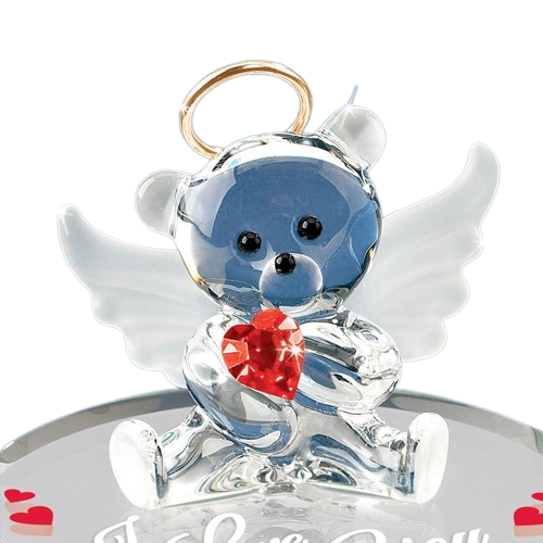 Angel Bear Glass Collectible Figurine with Crystal Heart