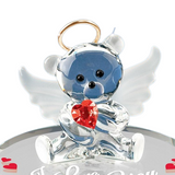 "I Love You" Angel Bear Figurine Handcrafted Gift with Crystal Heart