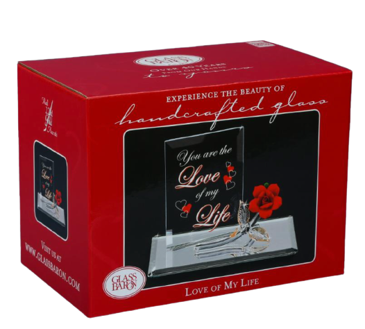 Glass Baron Red Rose My Love Figurine