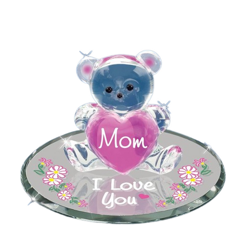 Love You Bear Handcrafted Glass Bear Figurine with Sweet Message