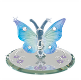 Blue Butterfly Figurine with Crystals Glass Butterfly Gift for Home Decor