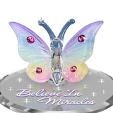 Believe in Miracles Butterfly Handcrafted Glass Figurine with Crystals