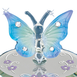 Blue Butterfly Figurine with Crystals Glass Butterfly Gift for Home Decor