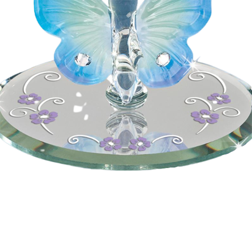 Blue Butterfly Glass Figurine Handcrafted with Crystals Accents