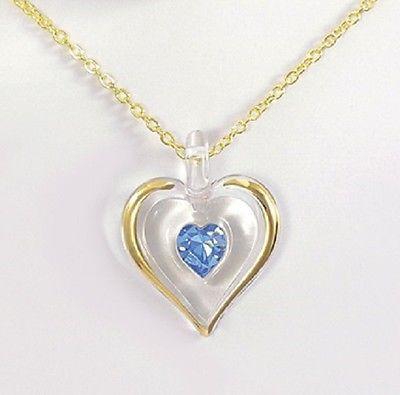 December Birthstone Heart Necklace Light Blue Crystal Gift