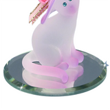 Cute Cat with Pink Hat Handcrafted Glass Figurine for Cat Lovers