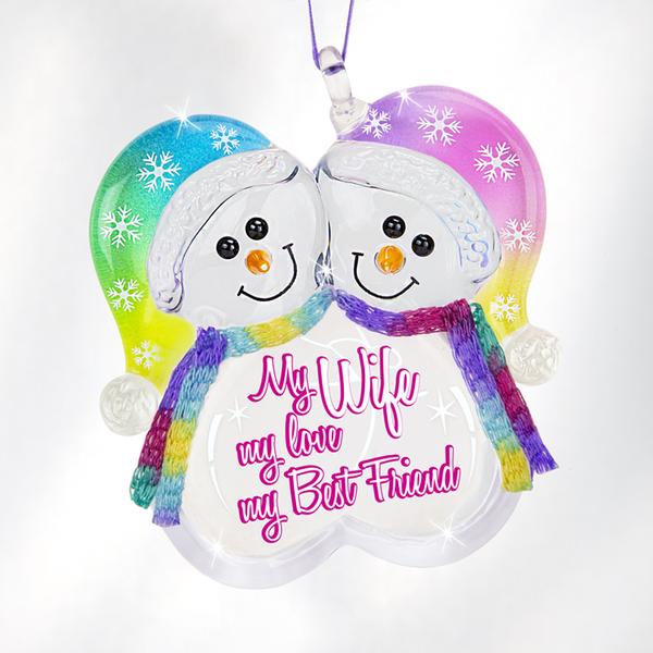 Glass Baron Snow Couple Handcrafted Ornament