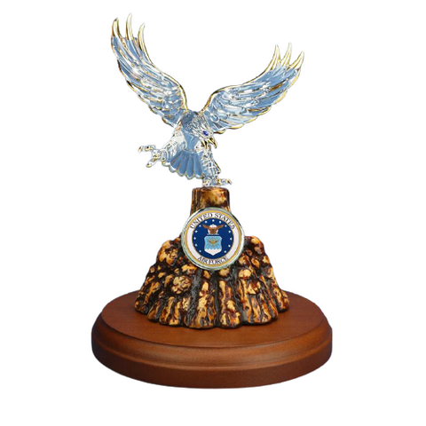 U.S. Air Force Eagle Figurine – Handcrafted Military Gift with Crystals & Gold