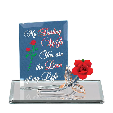 My Darling Wife, Handcrafted Red Rose Figurine, Romantic Gift for Wife,  Mother's Day Anniversary & Wedding Gift