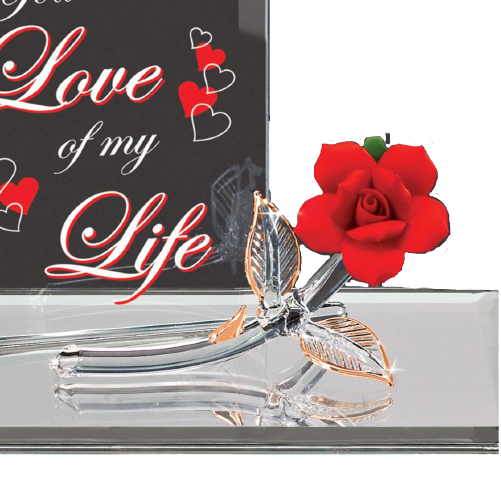 Glass Baron Red Rose My Love Figurine