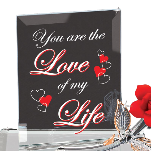 Glass Baron Red Rose My Love Figurine