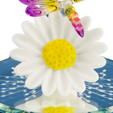 Sunset Dragonfly Glass Figurine Nature Decor with Daisy & Mirror Base