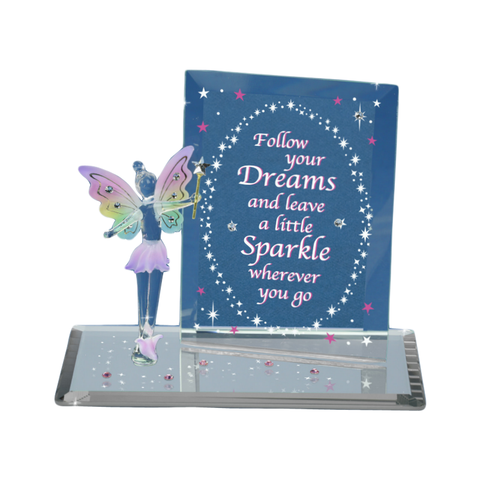 Dream and Sparkle Fairy Figurine Handcrafted Glass with Crystals