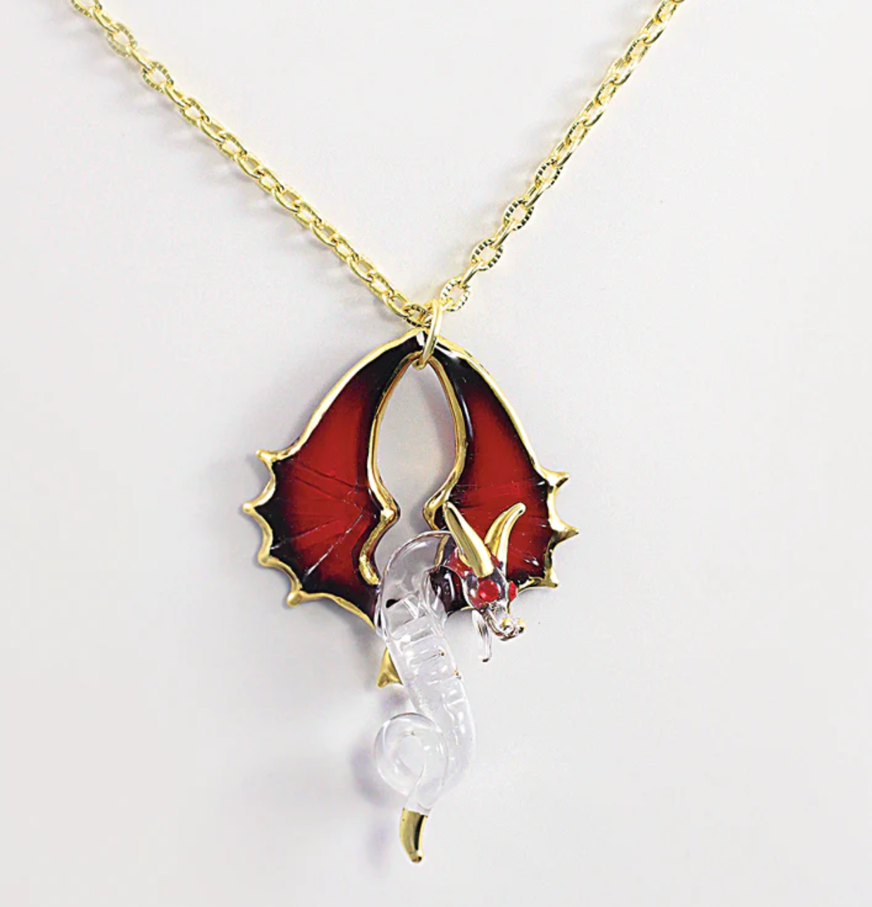 Glass Baron ~ Red Winged Dragon Necklace