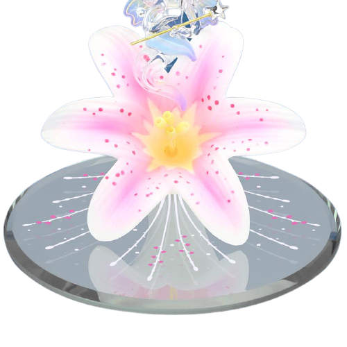 Fairy Figurine Glass Flower Angel Decor Pink Lily Collectible Gift Fantasy Decor