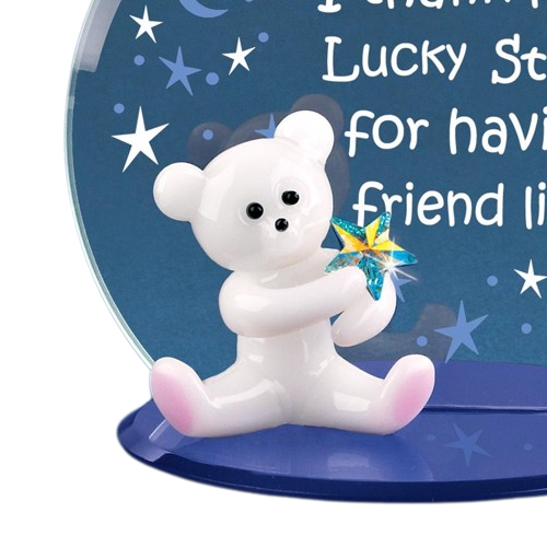 Glass Bear Figurine "Friends" Accented with Genuine Crystals