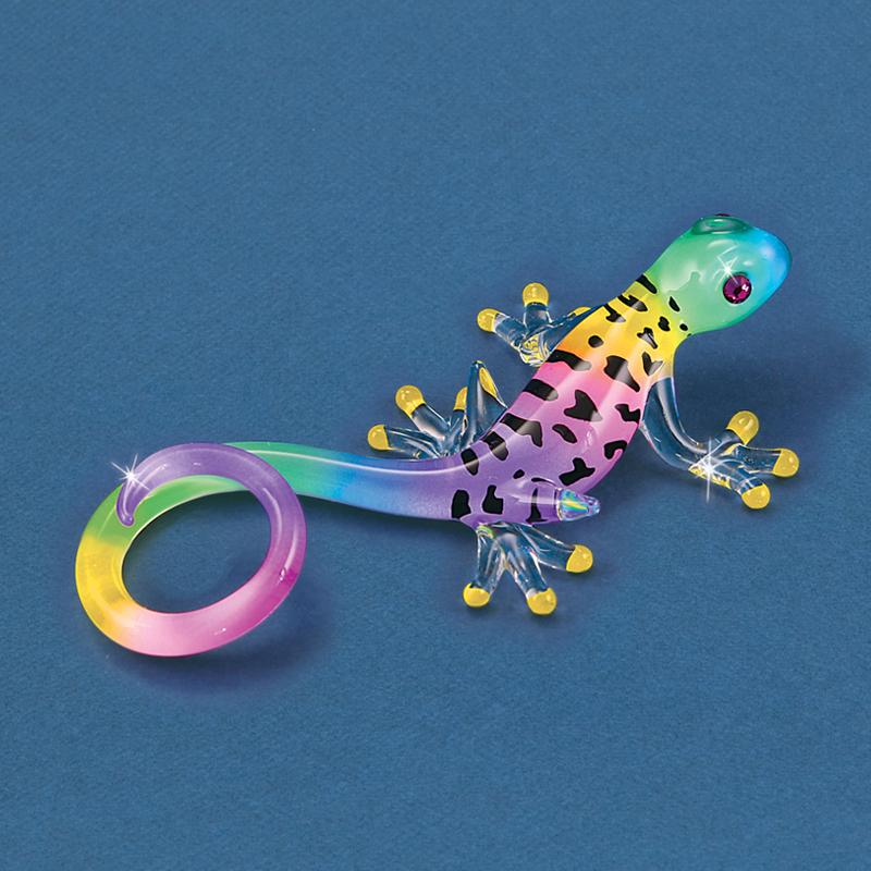 Glass Baron Island Gypsy Gecko Figurine with Crystals Accents