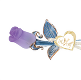 Lavender Glass Rose with “I Love You” Message Handcrafted Gift