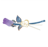Lavender Glass Rose with “I Love You” Message Handcrafted Gift