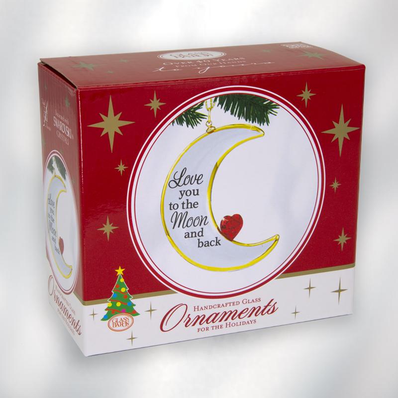 Love You to the Moon Ornament | Crescent Moon Glass Gift Décor