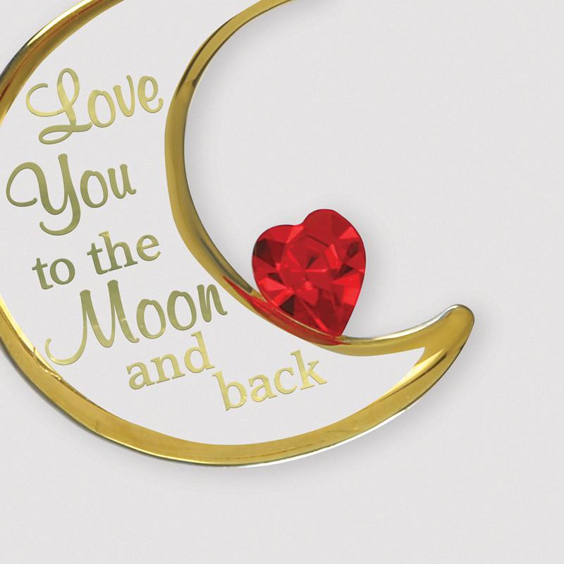 Love You to the Moon and Back Necklace Moon Pendant Gift for Her on 18" Gold Plated Chain