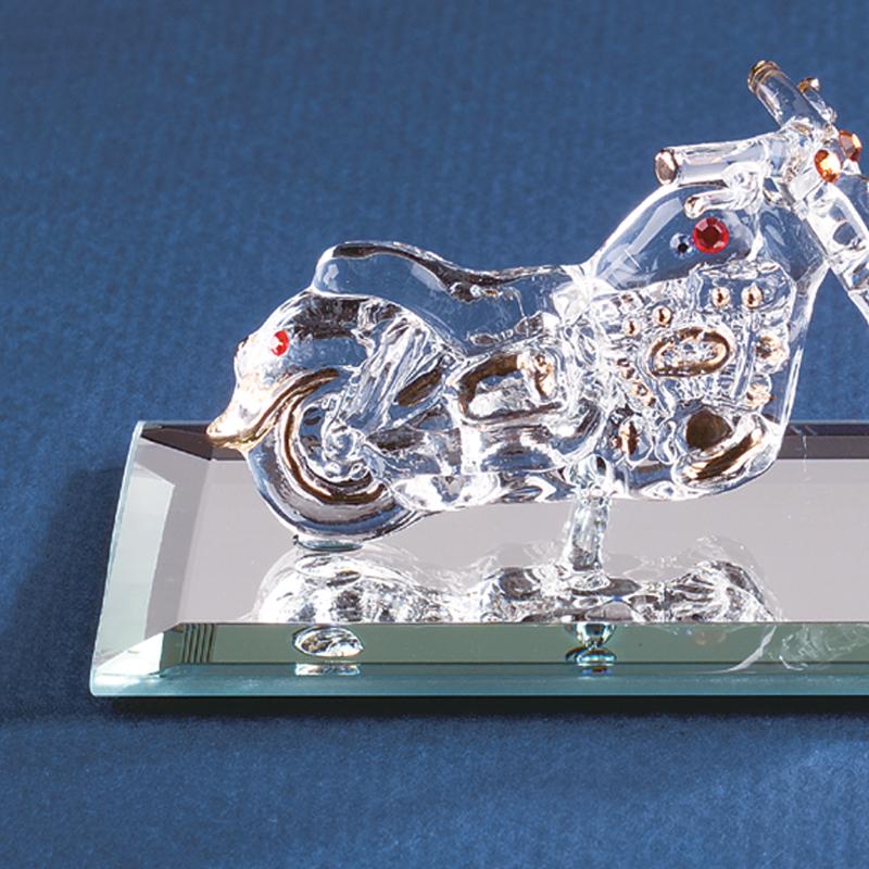 Motorcycle Figurine, Handcrafted Glass Motorbike, Motorcycle Rider Gift, Home Decor Gift for Him