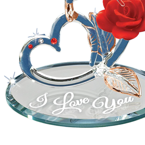 Hummingbird Figurine with Rose & Heart I Love You Gift Decor