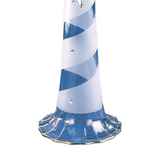 Spiral Lighthouse with Sea Gull – Tall Coastal Figurine with Glass & Crystal