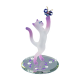 Princess Cat Figurine with Butterfly Cute Crystal Glass Cat Gift