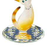Tabby Cat Figurine Handcrafted Glass Cat Collectible Gift